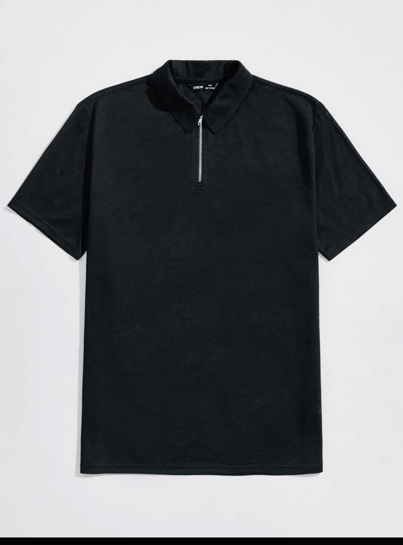 Shein basics Men zip half placket Polo shirt 