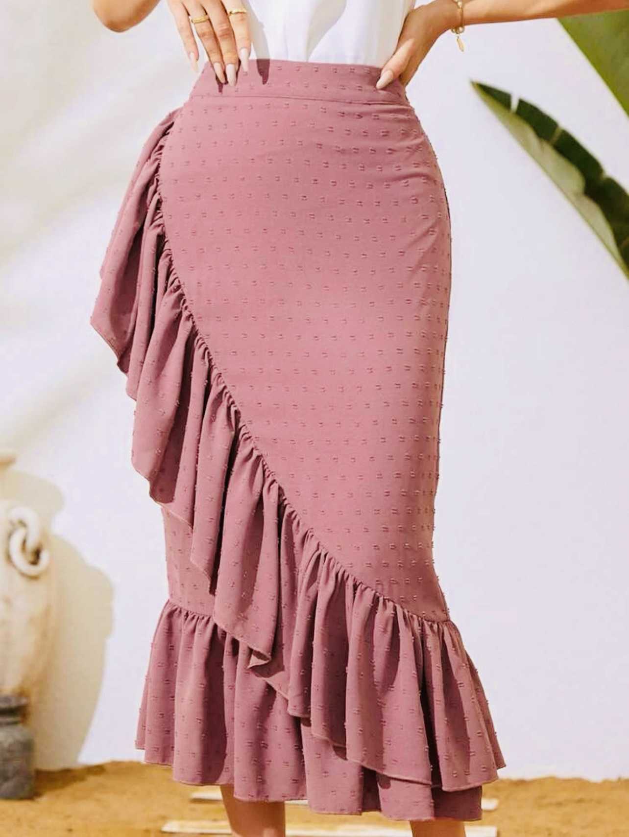 Shein High waist Swiss Dot Asymmetrical