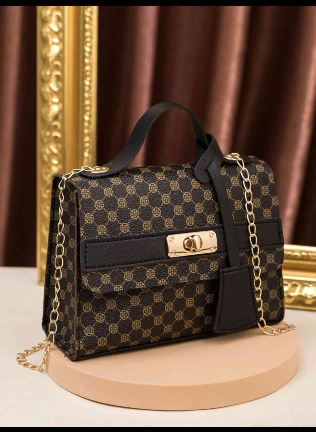 Mini Graphic print Twist Lock Chain Satchel Bag  