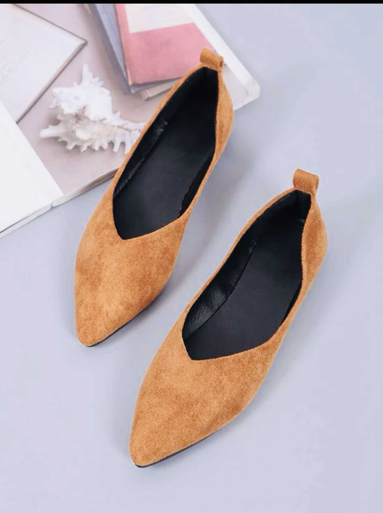 Suede point toe Ballet flat
