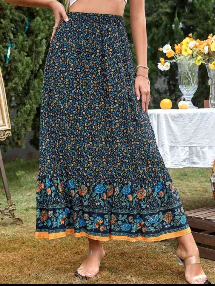 Floral print Ruffle Hem skirt