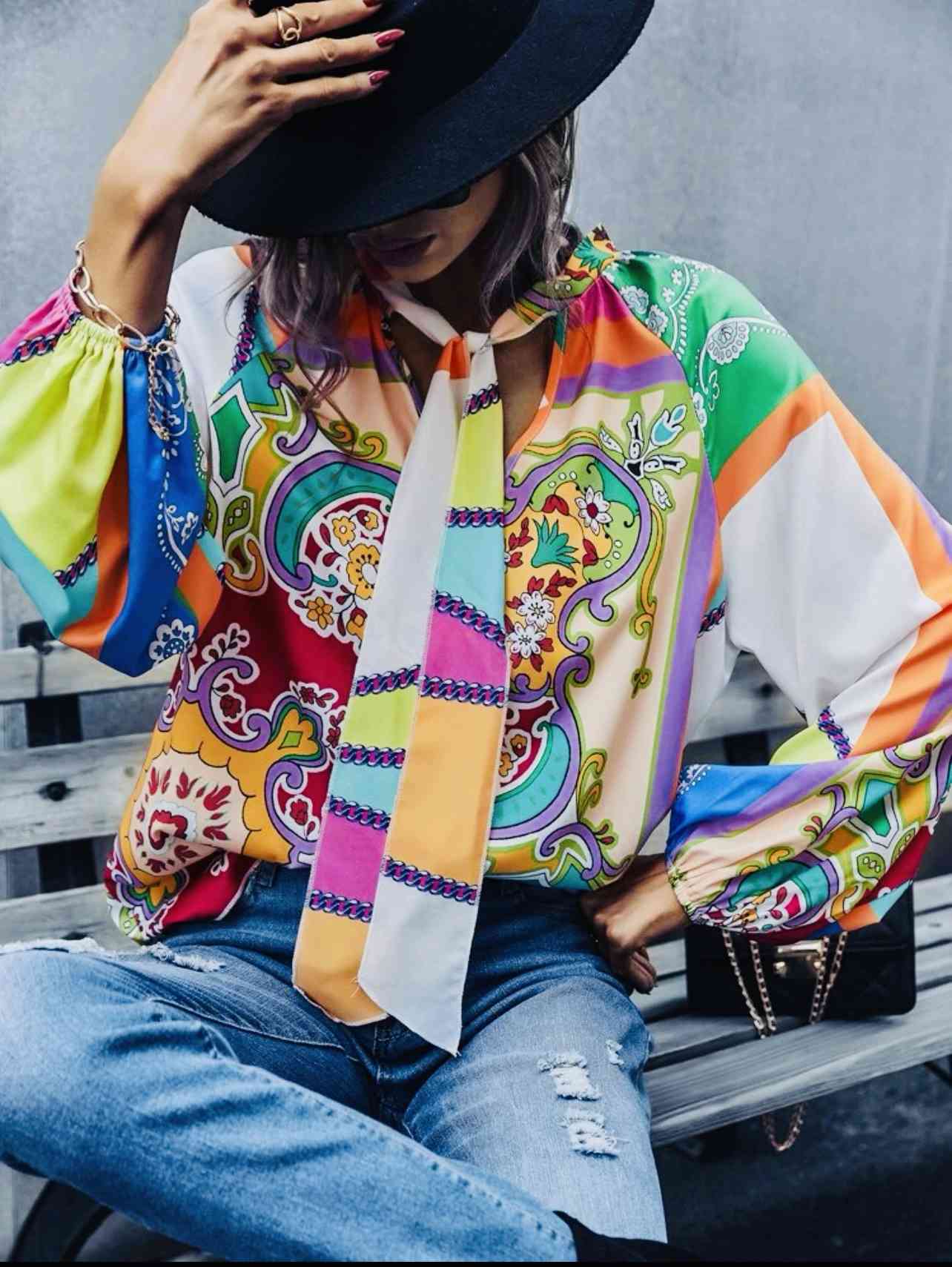 Floral and Paisley Print Blouse