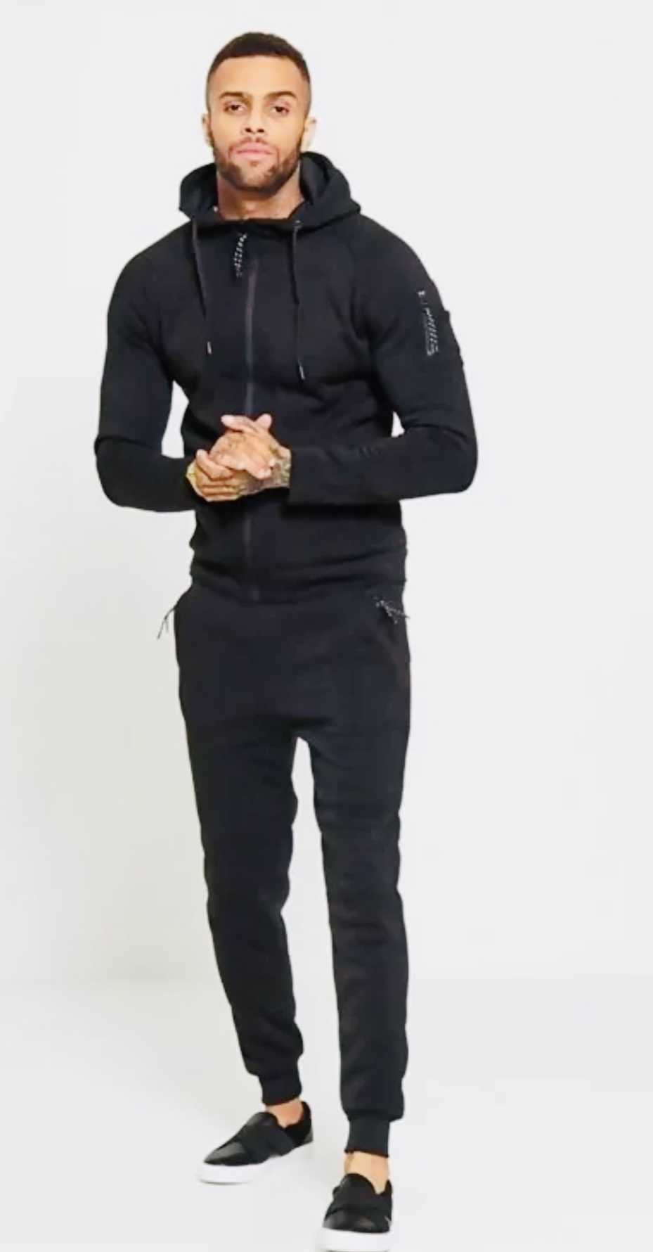Men's black hooded Tracksuit 