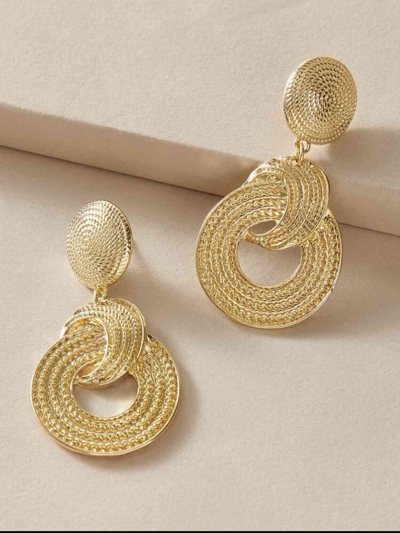 Textured Round Drop Earrings