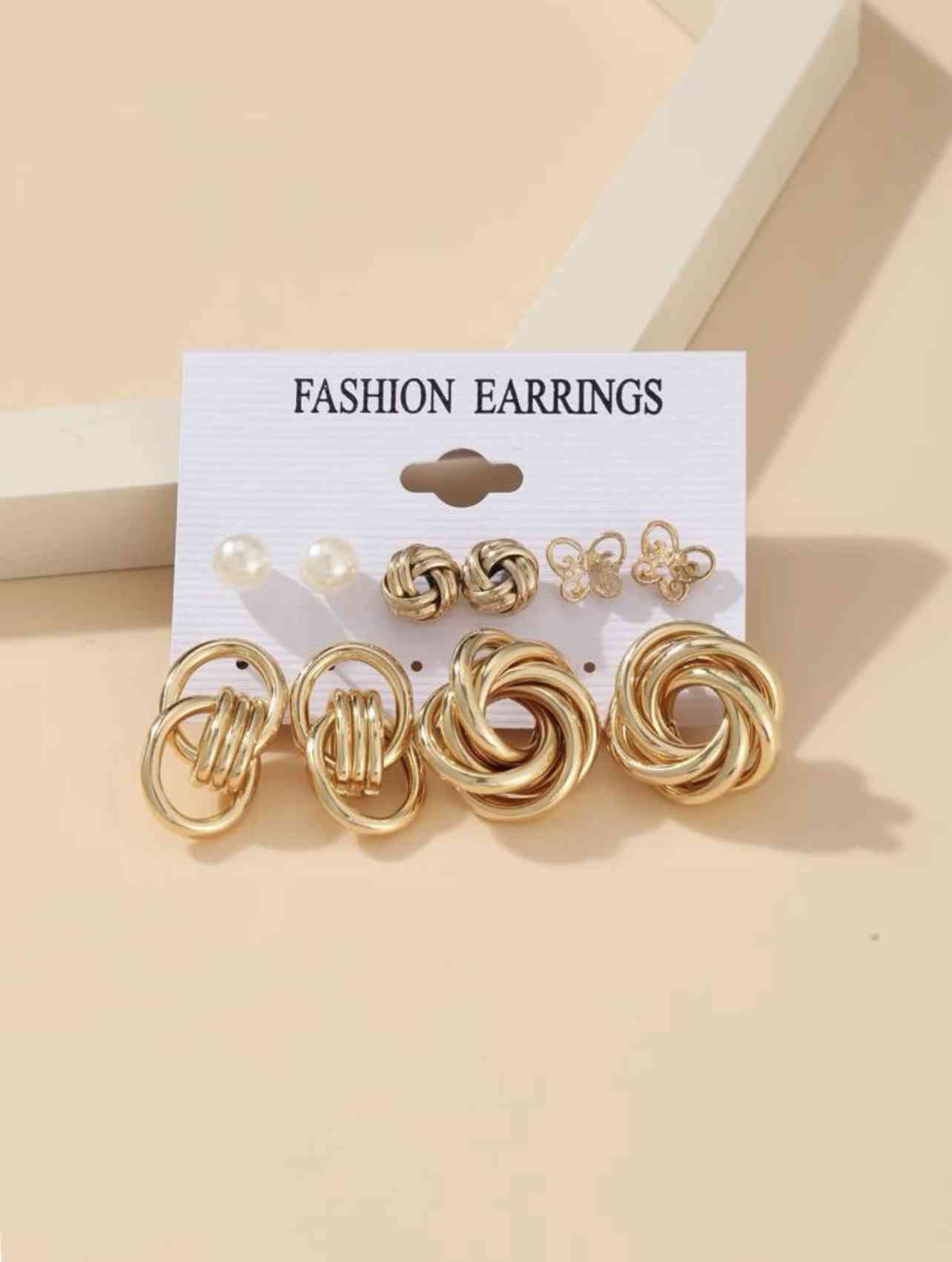 5Pairs Faux Pearl Detail Earrings