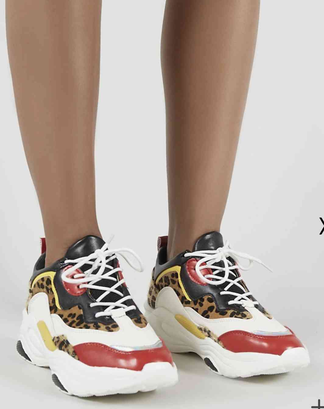 Pounce Chunky Trainers In Colourblock And Leopard Print