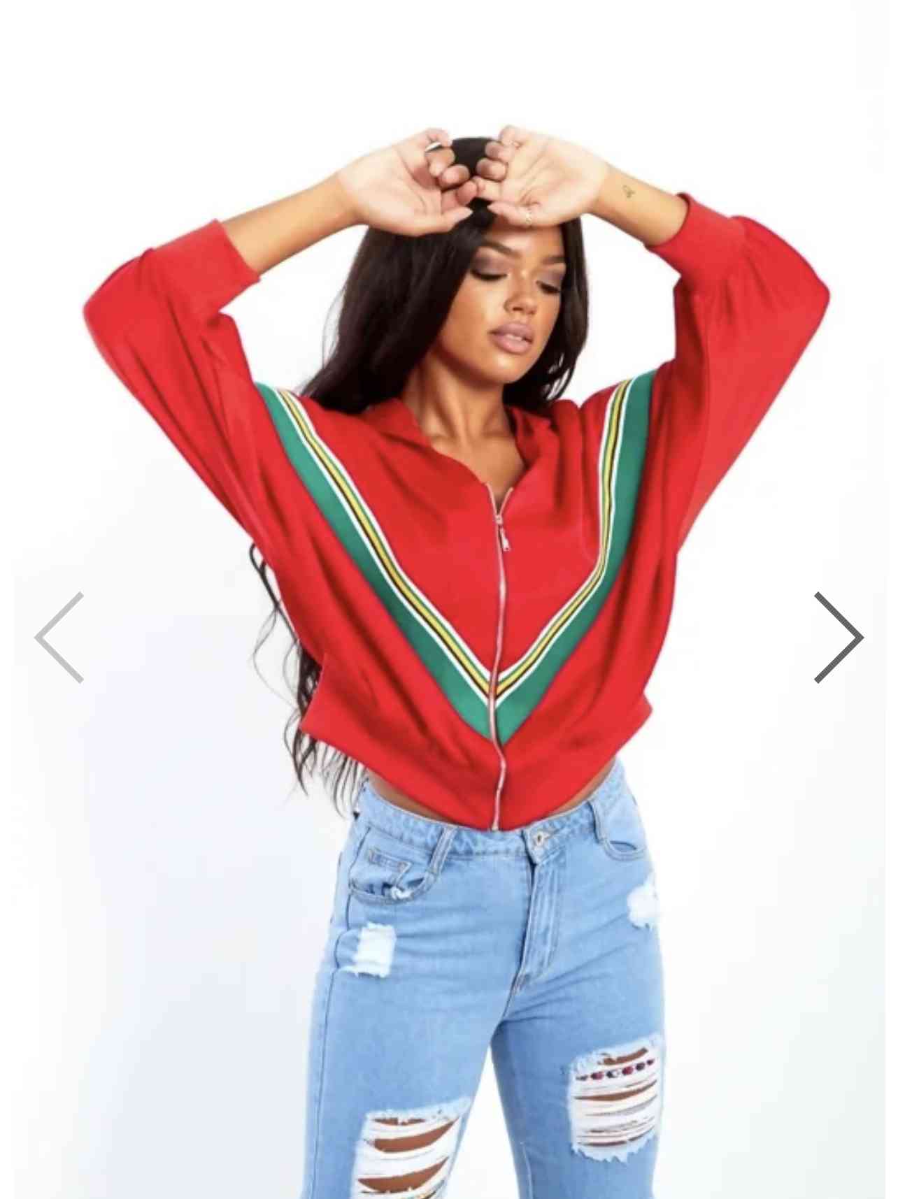 Red Poncho Sleeve Hooded Jacket 