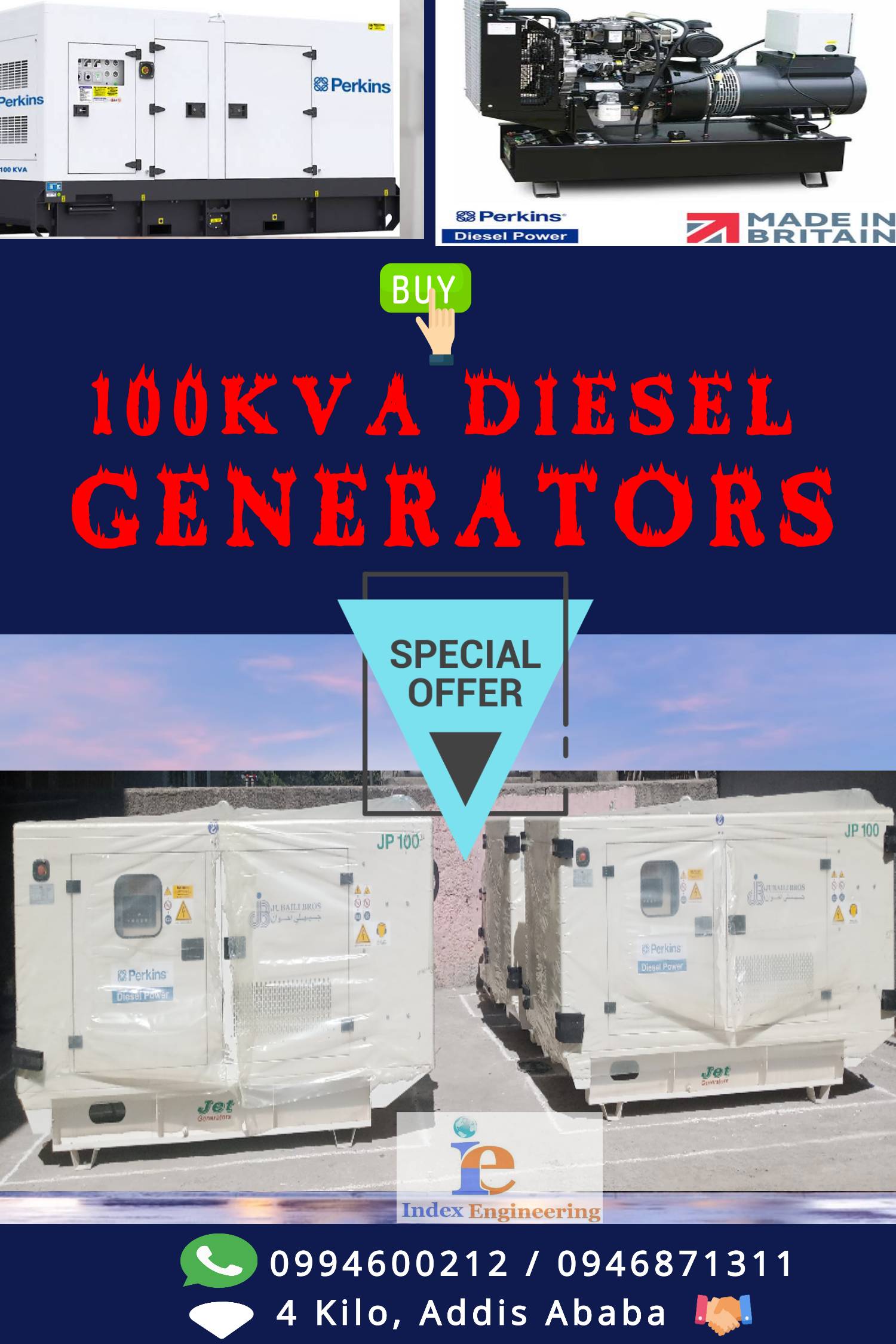 100 Perkins KVA Generators for Sale